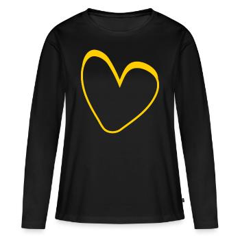 Gelbes Herz Simpel Design - Frauen Premium Bio Langarmshirt - Schwarz - Vorne - Julia (174cm)