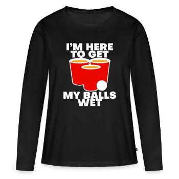 Je suis là pour mouiller mes couilles - T-shirt manches longues Premium bio Femme - noir - Devant - Julia (174cm)