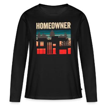 Propriétaire Propriétaire Maison propriétaire - T-shirt manches longues Premium bio Femme - noir - Devant - Julia (174cm)