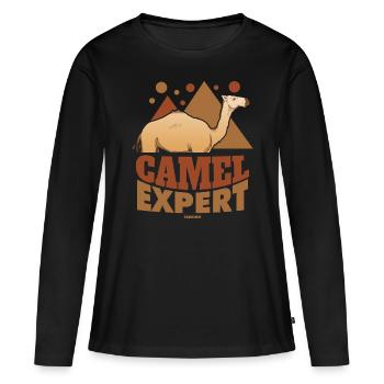 Camel Expert - T-shirt manches longues Premium bio Femme - noir - Devant - Julia (174cm)