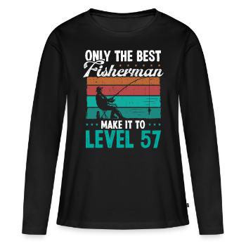 57 Fishing Level 57 Year Old Angler Fisherman - Women's Premium Organic Long Sleeve Shirt - black - Front - Julia (174cm)