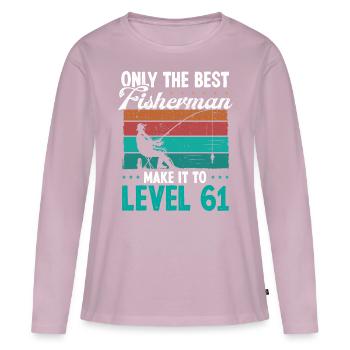 61 Fishing Level 61 Year Old Angler Fisherman - Women's Premium Organic Long Sleeve Shirt - dusky pink - Front - Julia (174cm)