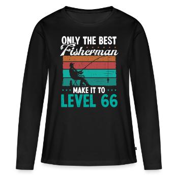 66 Fishing Level 66 Year Old Angler Fisherman - Women's Premium Organic Long Sleeve Shirt - black - Front - Julia (174cm)