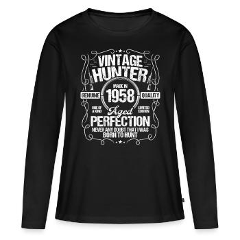 1958 Hunting for Boar Hunter Dog 1958 Year Born - Frauen Premium Bio Langarmshirt - Schwarz - Vorne - Julia (174cm)