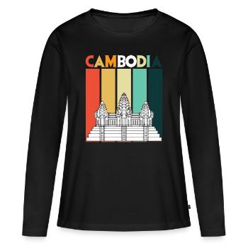 Cambodia Angkor Wat Retro Temple Asia - Women's Premium Organic Long Sleeve Shirt - black - Front - Julia (174cm)