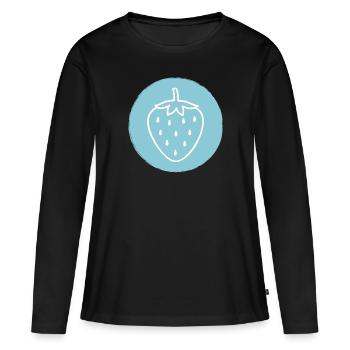 Erdbeere - Frauen Premium Bio Langarmshirt - Schwarz - Vorne - Julia (174cm)