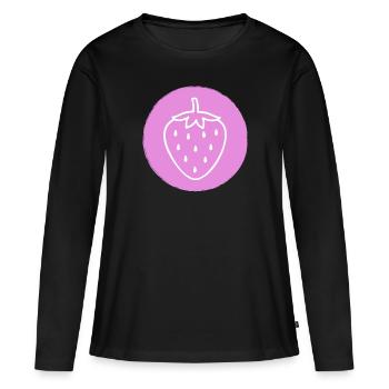 Fraise - T-shirt manches longues Premium bio Femme - noir - Devant - Julia (174cm)