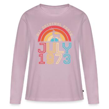 Année de naissance 1973 Juillet - T-shirt manches longues Premium bio Femme - rose poudré - Devant - Julia (174cm)
