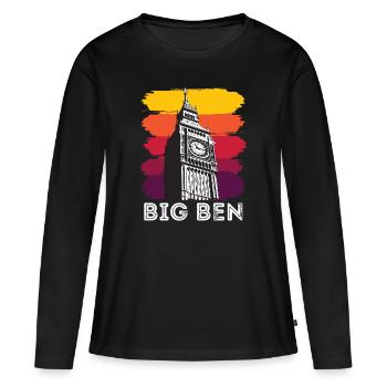 Big Ben Londres Angleterre Royaume-Uni Anglais - T-shirt manches longues Premium bio Femme - noir - Devant - Julia (174cm)