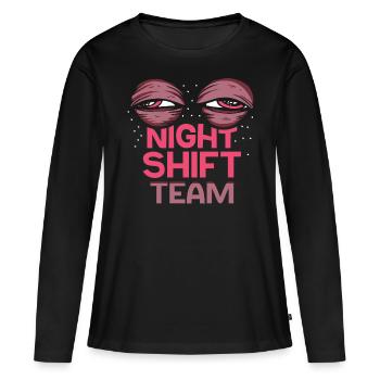 Équipe de nuit Équipe De nuit Travail de collègue de nuit - T-shirt manches longues Premium bio Femme - noir - Devant - Julia (174cm)