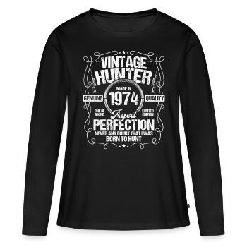 1974 Hunting for Boar Hunter Dog 1974 Year Born - Frauen Premium Bio Langarmshirt - Schwarz - Vorne - Julia (174cm)