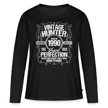 1990 Hunting for Boar Hunter Dog 1990 Year Born - Frauen Premium Bio Langarmshirt - Schwarz - Vorne - Julia (174cm)