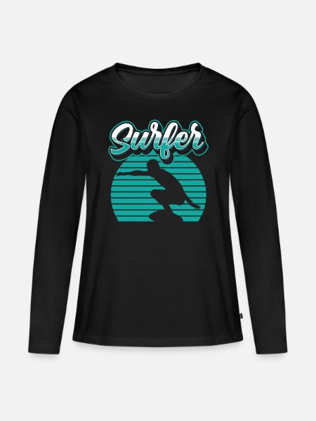 Surf Surf Tabla de Surf Surf Surf - Camiseta ecológica prémium de manga larga para mujer - negro