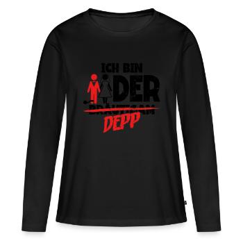 Ich bin der Depp Bräutigam - Frauen Premium Bio Langarmshirt - Schwarz - Vorne - Julia (174cm)