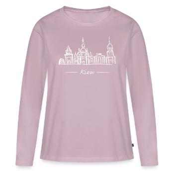 Kiew Skyline Silhouette Städtetrip Ukraine - Frauen Premium Bio Langarmshirt - Altrosa - Vorne - Julia (174cm)