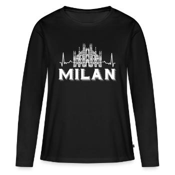 Milan Cathedral Milan Heartbeat Cathedral - Women's Premium Organic Long Sleeve Shirt - black - Front - Julia (174cm)
