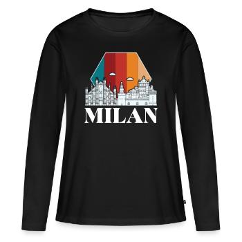 Milan Retro Milan Cathedral Cathedral - Women's Premium Organic Long Sleeve Shirt - black - Front - Julia (174cm)