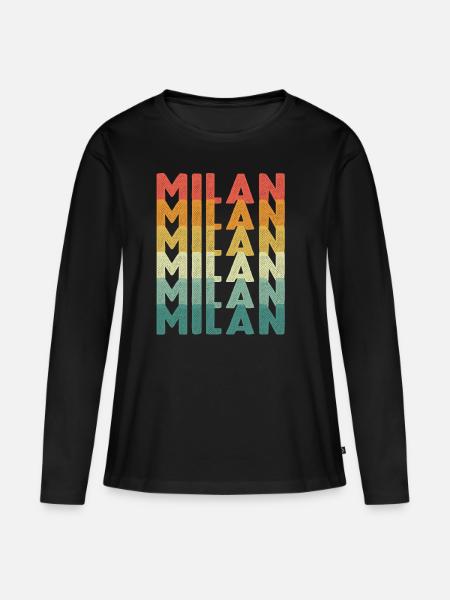 Mailand Retro Vintage Italien Mailänder Dom - Frauen Premium Bio Langarmshirt - Schwarz