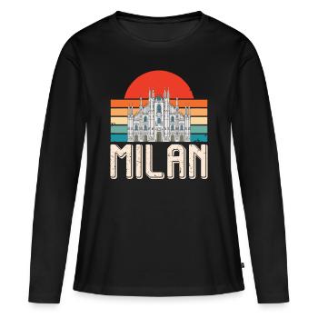 Milan Sunrise Italy Cathedral Milan Cathedral - Women's Premium Organic Long Sleeve Shirt - black - Front - Julia (174cm)