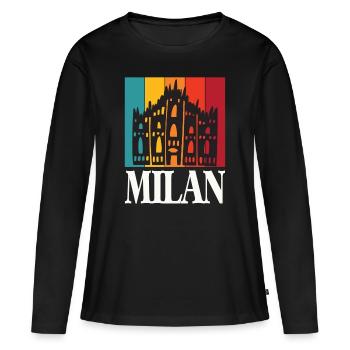 Milan Cathedral Retro Milan Cathedral - Women's Premium Organic Long Sleeve Shirt - black - Front - Julia (174cm)