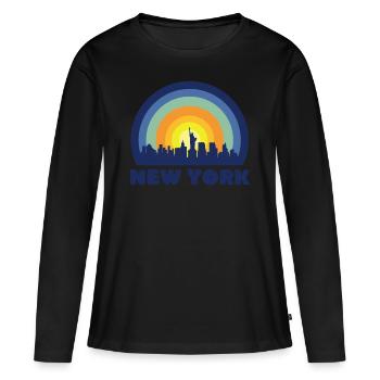 New York City Statue de la Liberté Skyline Big Apple - T-shirt manches longues Premium bio Femme - noir - Devant - Julia (174cm)