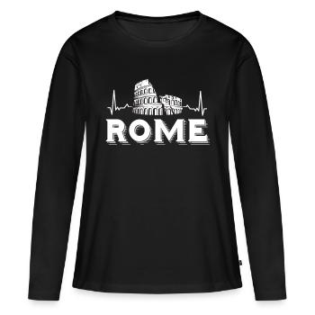 Rome Heartbeat Italie Colisée Toscane - T-shirt manches longues Premium bio Femme - noir - Devant - Julia (174cm)