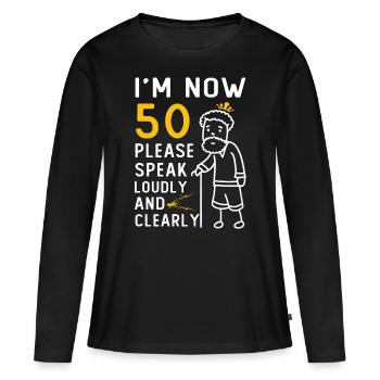 50e anniversaire des hommes de 50 ans B-Day - T-shirt manches longues Premium bio Femme - noir - Devant - Julia (174cm)