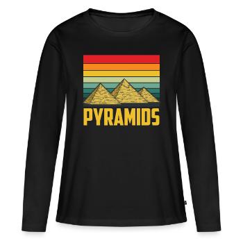 Pyramide Egypte Sphinx Gizeh Anubis - T-shirt manches longues Premium bio Femme - noir - Devant - Julia (174cm)