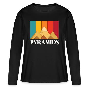 Pyramiden Gizeh Ägypten Retro Sphinx - Frauen Premium Bio Langarmshirt - Schwarz - Vorne - Julia (174cm)