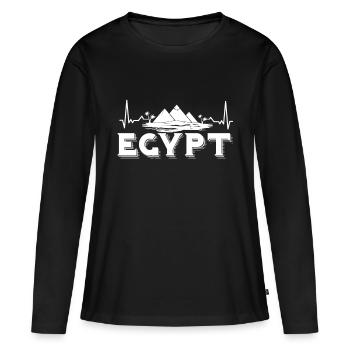 Ägypten Pyramiden Herzschlag Pharao Sphinx - Frauen Premium Bio Langarmshirt - Schwarz - Vorne - Julia (174cm)