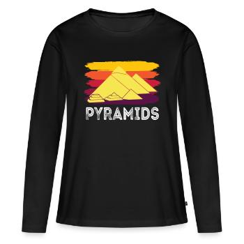 Pyramide de Gizeh Egypte Sphinx Anubis - T-shirt manches longues Premium bio Femme - noir - Devant - Julia (174cm)