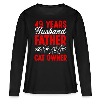 49 for Men Husband Father Day 49 Year Cat Dad - Frauen Premium Bio Langarmshirt - Schwarz - Vorne - Julia (174cm)