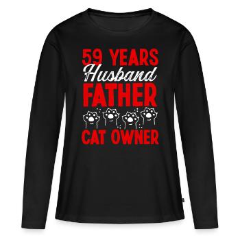 59 for Men Husband Father Day 59 Year Cat Dad - Frauen Premium Bio Langarmshirt - Schwarz - Vorne - Julia (174cm)
