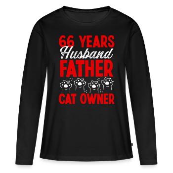 66 for Men Husband Father Day 66 Year Cat Dad - Frauen Premium Bio Langarmshirt - Schwarz - Vorne - Julia (174cm)