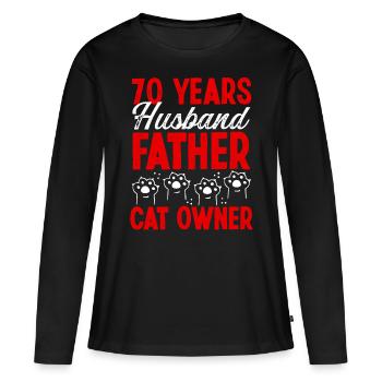 70 for Men Husband Father Day 70 Year Cat Dad - Women's Premium Organic Long Sleeve Shirt - black - Front - Julia (174cm)