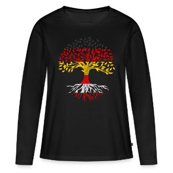 Roots Tree Allemagne Autriche - T-shirt manches longues Premium bio Femme - noir - Devant - Julia (174cm)
