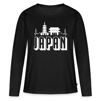 Japon Temple Tokyo Tower Heartbeat Asie - T-shirt manches longues Premium bio Femme - noir - Devant - Julia (174cm)