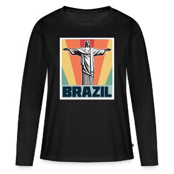 Brazil Retro Cristo Redentor Christ the Redeemer Statue Rio - Women's Premium Organic Long Sleeve Shirt - black - Front - Julia (174cm)