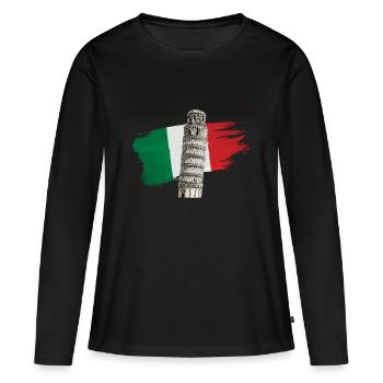 Italie Tour penchée de Pise - T-shirt manches longues Premium bio Femme - noir - Devant - Julia (174cm)