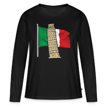 Drapeau de l’Italie avec tour penchée de Pise - T-shirt manches longues Premium bio Femme - noir - Devant - Julia (174cm)