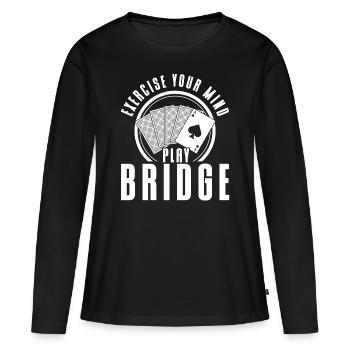 Entraînez le jeu de l’ Bridge - T-shirt manches longues Premium bio Femme - noir - Devant - Julia (174cm)