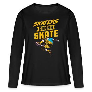 Skateboard Kickflip Cadeau Longboard Sk8er Sk8 - T-shirt manches longues Premium bio Femme - noir - Devant - Julia (174cm)