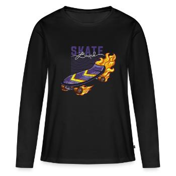 Skater Skateboard Cadeau Halfpipe Sk8 Ollie - T-shirt manches longues Premium bio Femme - noir - Devant - Julia (174cm)