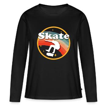 Skater Skateboard Cadeau Halfpipe Sk8 Ollie - T-shirt manches longues Premium bio Femme - noir - Devant - Julia (174cm)