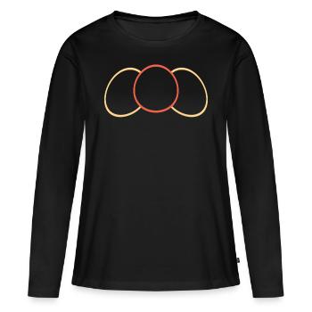Ovale Jaune -Rouge - Jaune - T-shirt manches longues Premium bio Femme - noir - Devant - Julia (174cm)