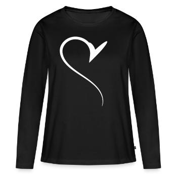 Halbes Weises Herz Simpel - Frauen Premium Bio Langarmshirt - Schwarz - Vorne - Julia (174cm)