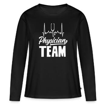 Équipe médicale Médecin Médecin Médecin Médecine Médecine - T-shirt manches longues Premium bio Femme - noir - Devant - Julia (174cm)