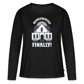Enfin propriétaire propriétaire maison propriétaire propriétaire maison - T-shirt manches longues Premium bio Femme - noir - Devant - Julia (174cm)