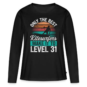 31 Kitesurf Level 31 Year Retro Kiteboarding - Frauen Premium Bio Langarmshirt - Schwarz - Vorne - Julia (174cm)