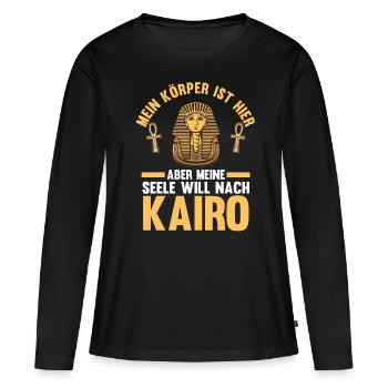 Meine Seele will nach Kairo - Frauen Premium Bio Langarmshirt - Schwarz - Vorne - Julia (174cm)
